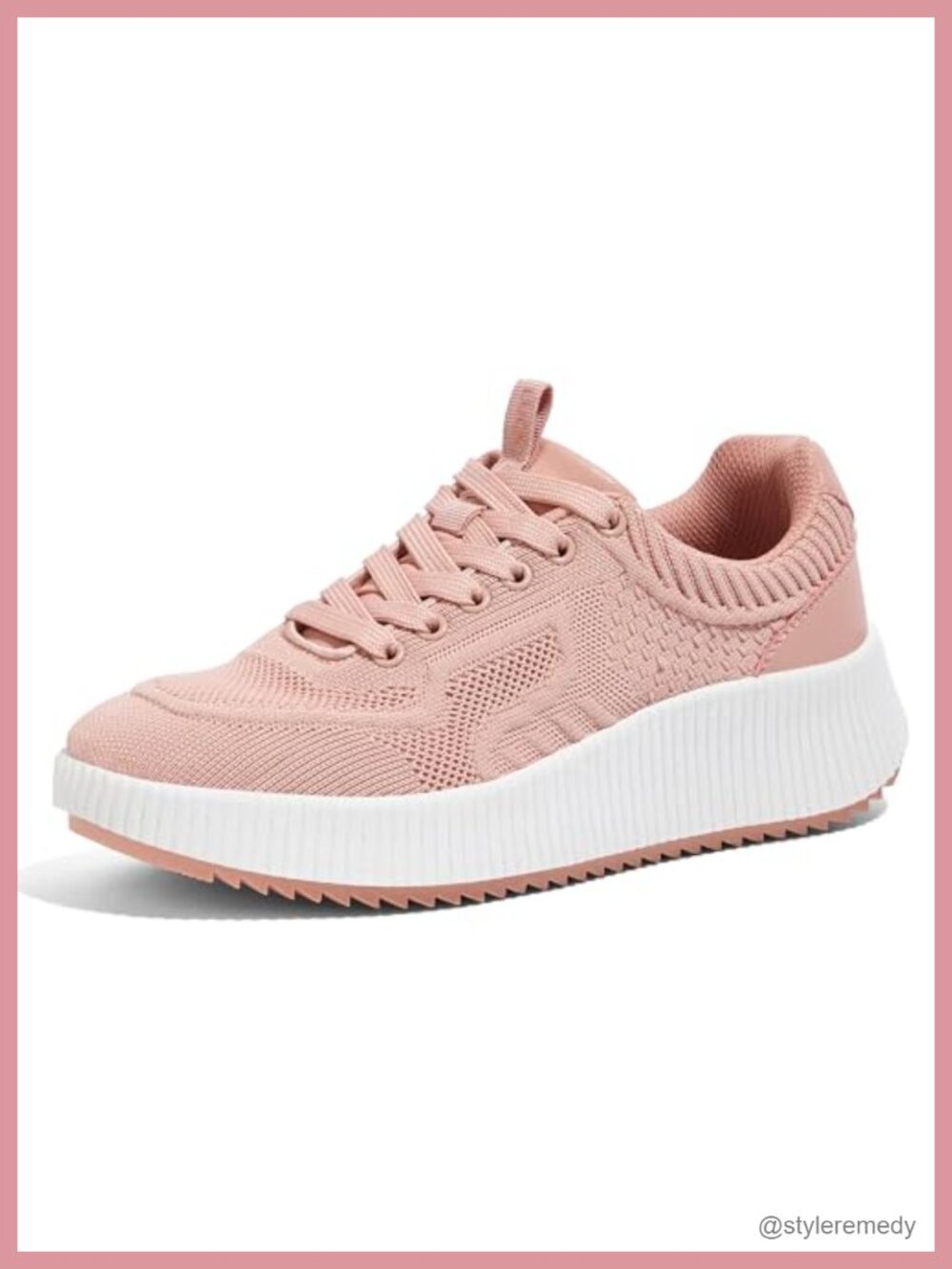 Woven Platform Sneakers Lace-Up Walking Tennis Shoes